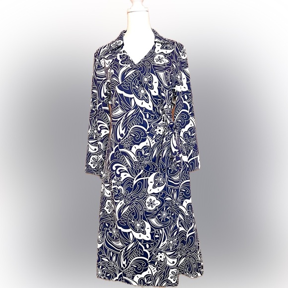 NWT! Talbots Effortless Jersey Kelley Dress, Navy Floral, Large - Picture 3 of 15